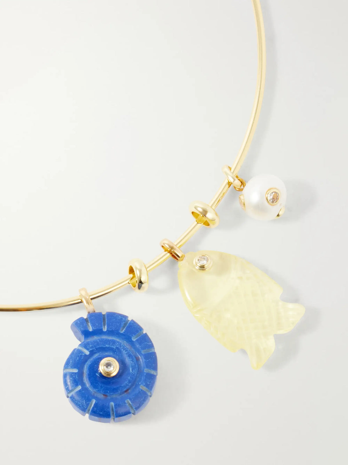 Martha Calvo Aurelia Lapis Lazuli, Citrine And Freshwater Pearl Gold-toned Necklace