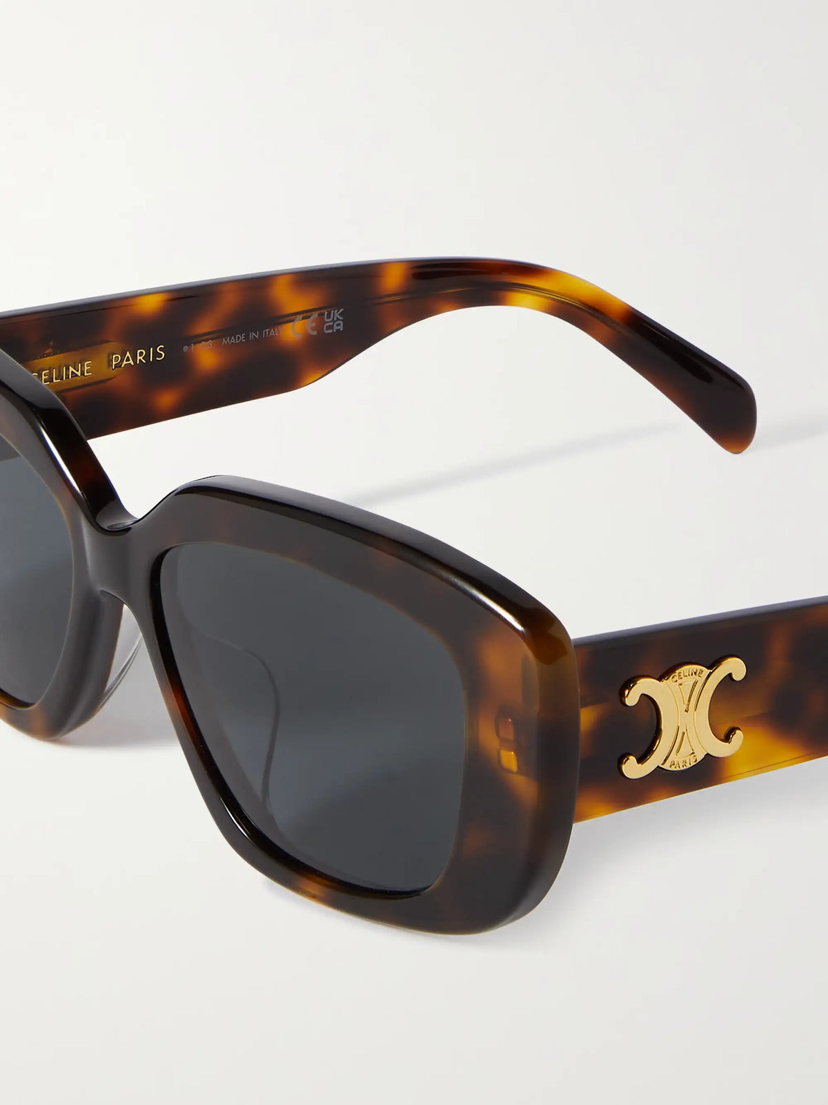 Triomphe Rectangular-frame Tortoiseshell Acetate Sunglasses