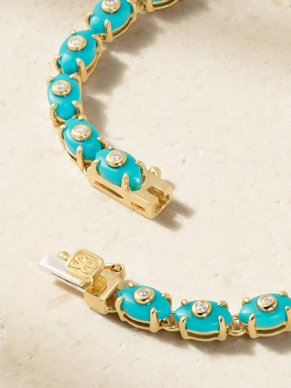 Sydney Evan Eternity 14-karat Gold, Diamond And Turquoise Bracelet
