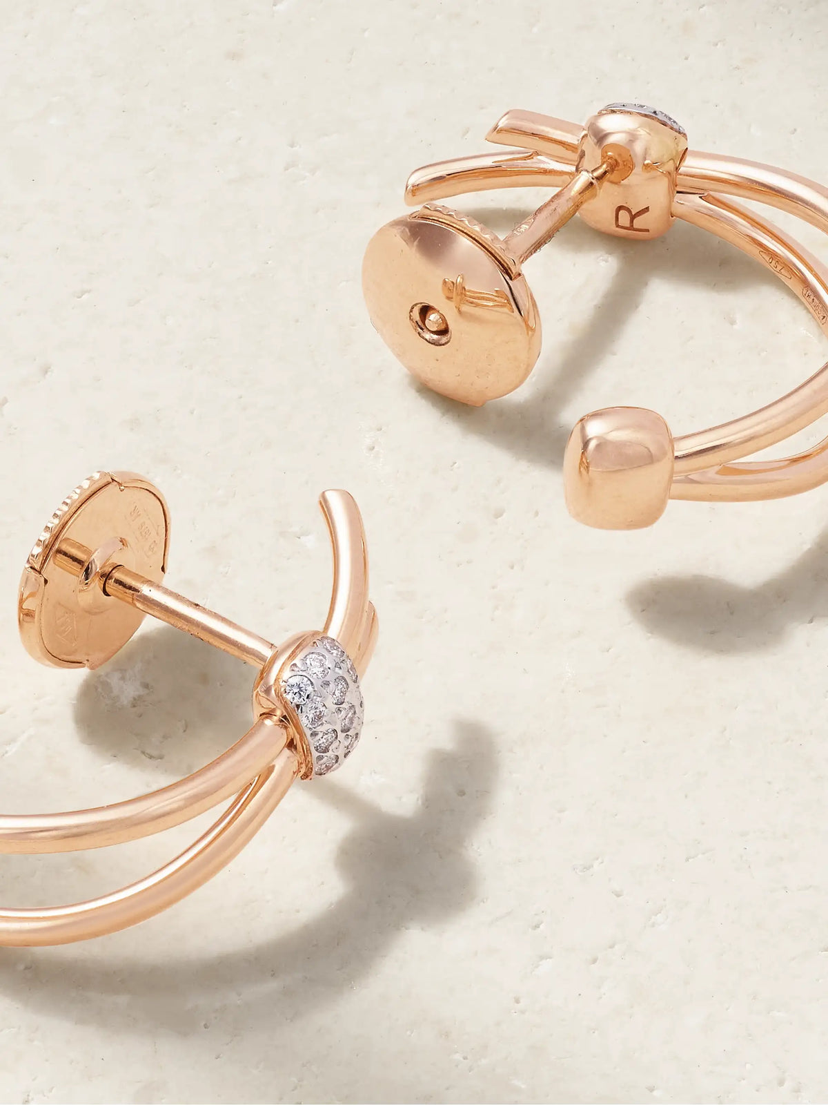 Together White Rhodium-plated And 18-karat Rose Gold Diamond Earrings
