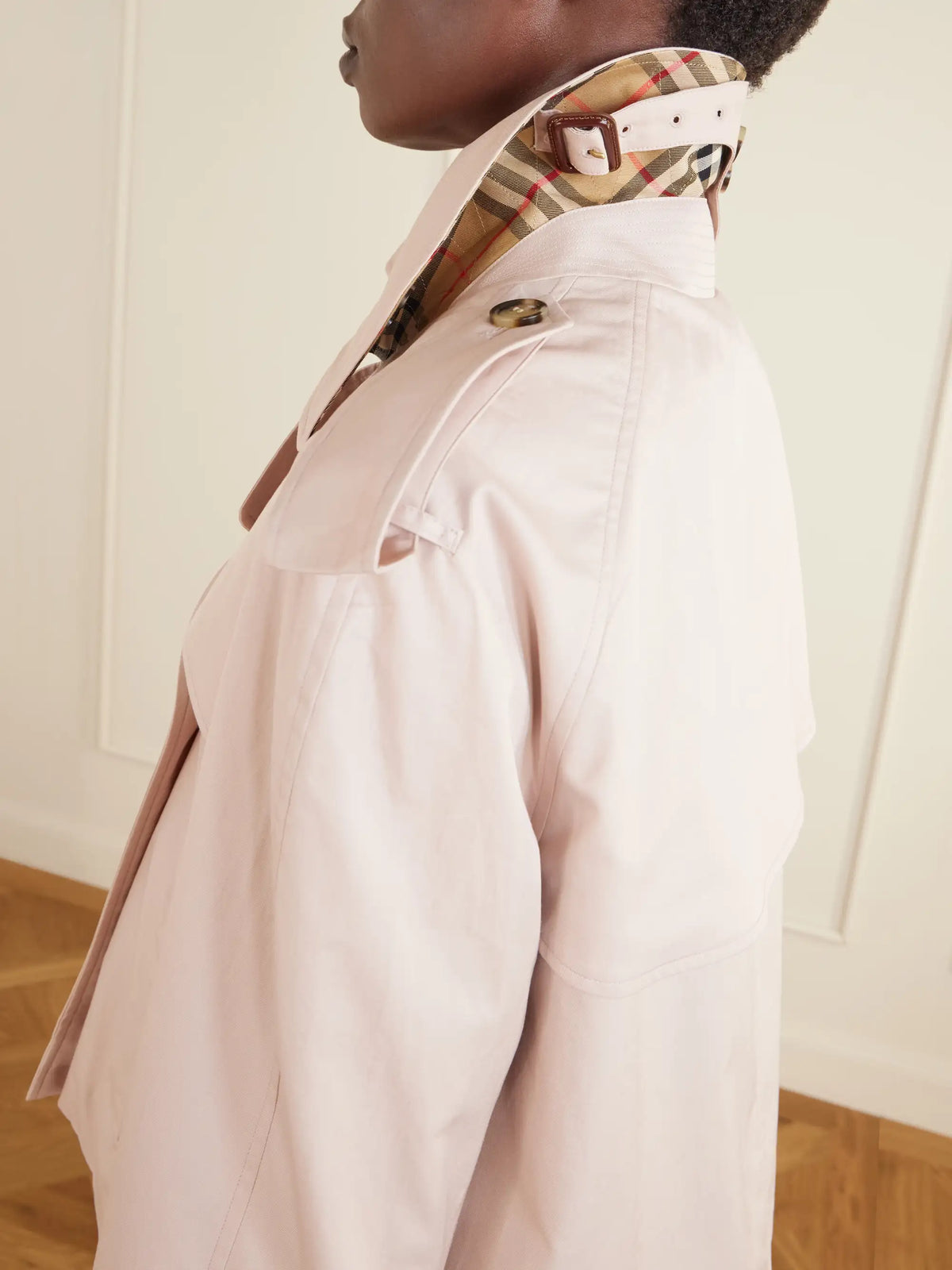 Burberry Haltye Double-breasted Belted Cotton-gabardine Cropped Trench Jacket
