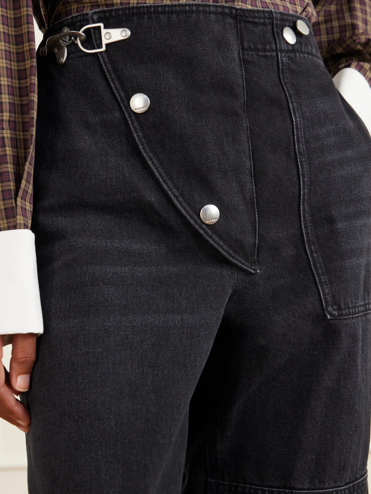 Marni Carabiner-hardware Asymmetric-fly Wide-leg Jeans