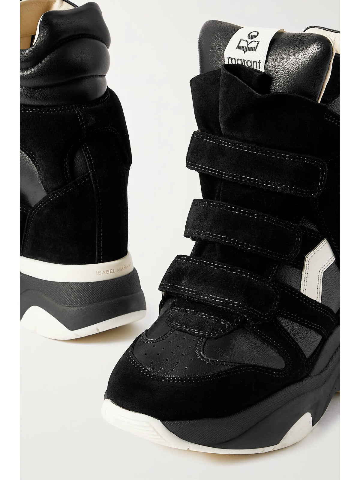 Balskee Leather And Suede High-top Wedge Sneakers