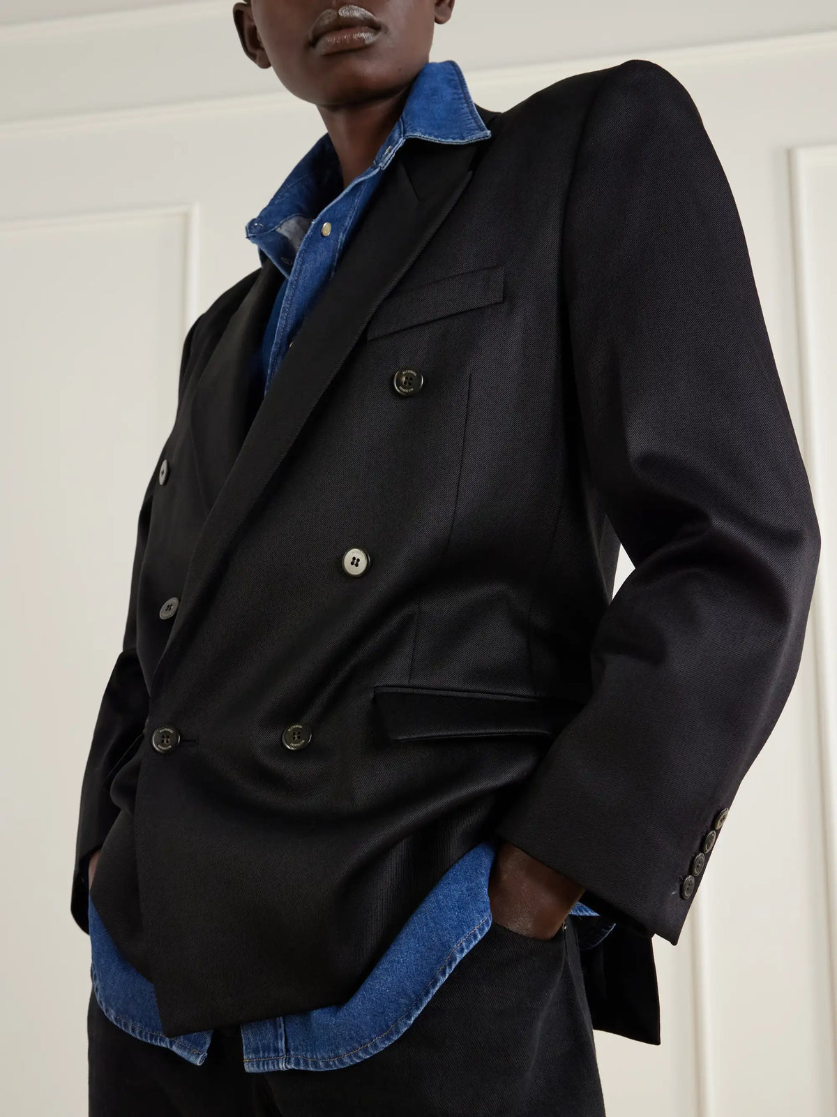 Willy Chavarria Manuela Double-breasted Wool-blend Twill Blazer