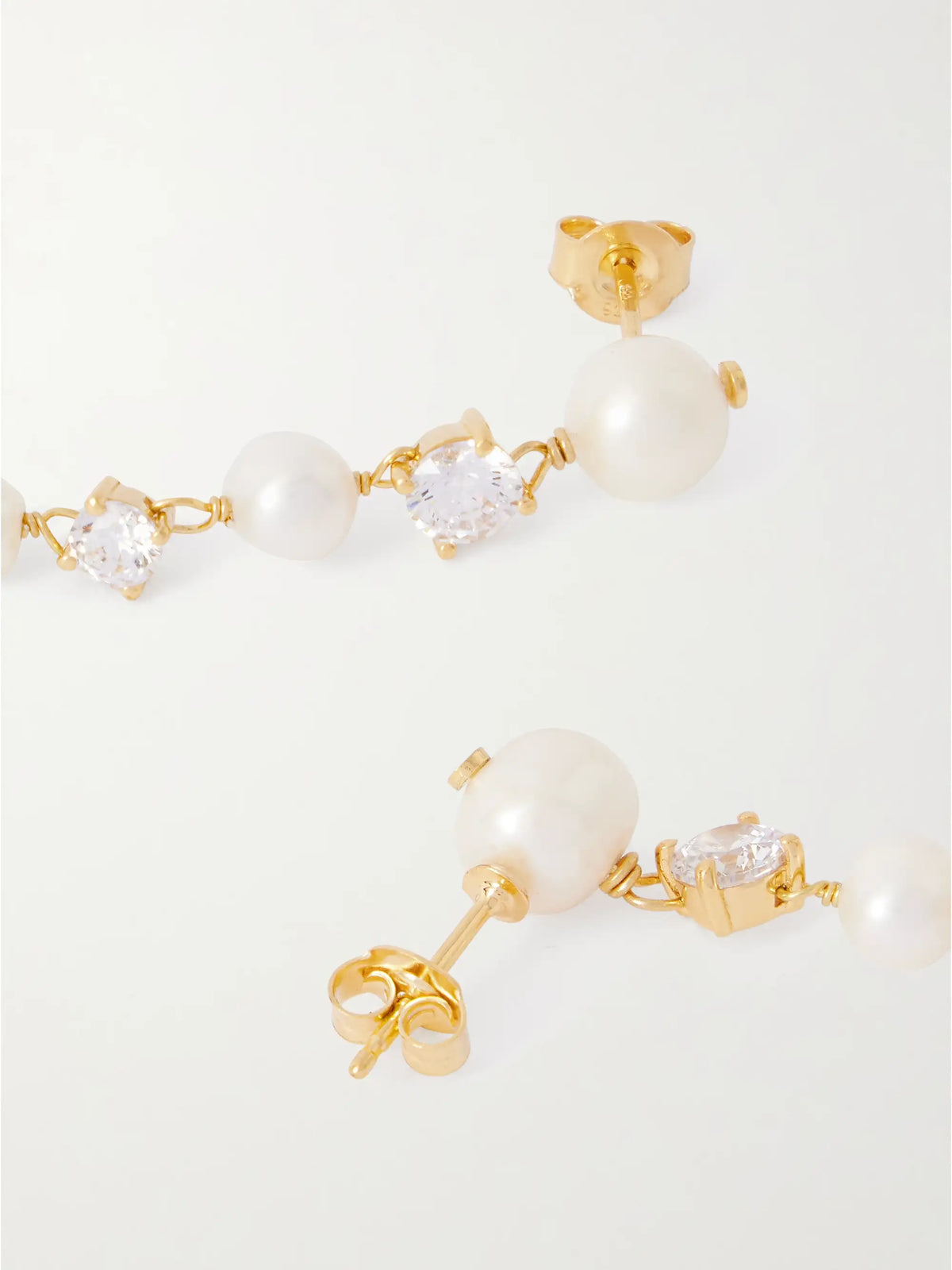 Gold-plated, Pearl-like And Cubic Zirconia Earrings