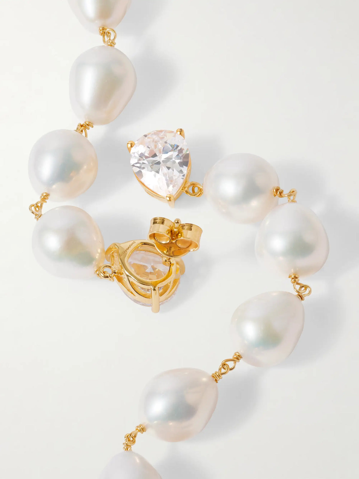 Recycled Gold Vermeil, Cubic Zirconia And Pearl Earrings