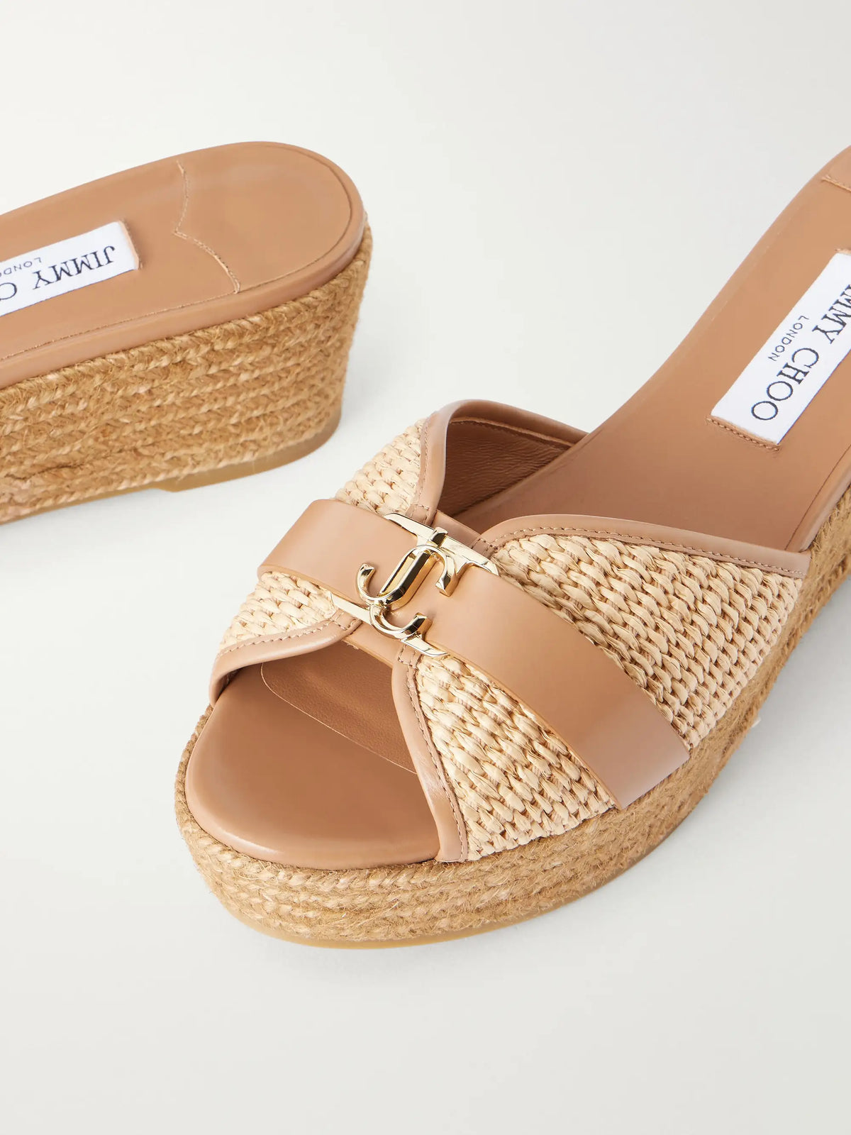 Leda 50 Leather-trimmed Raffia Platform Espadrilles