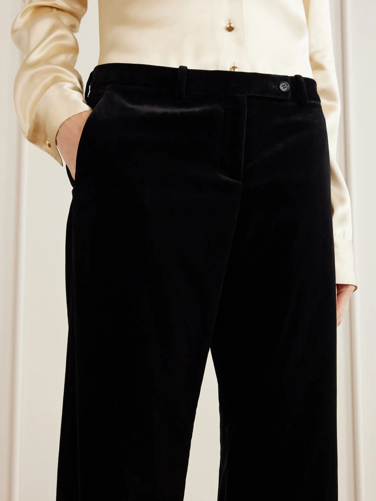 KHAITE Hunter Cotton-blend Velvet Straight-leg Pants