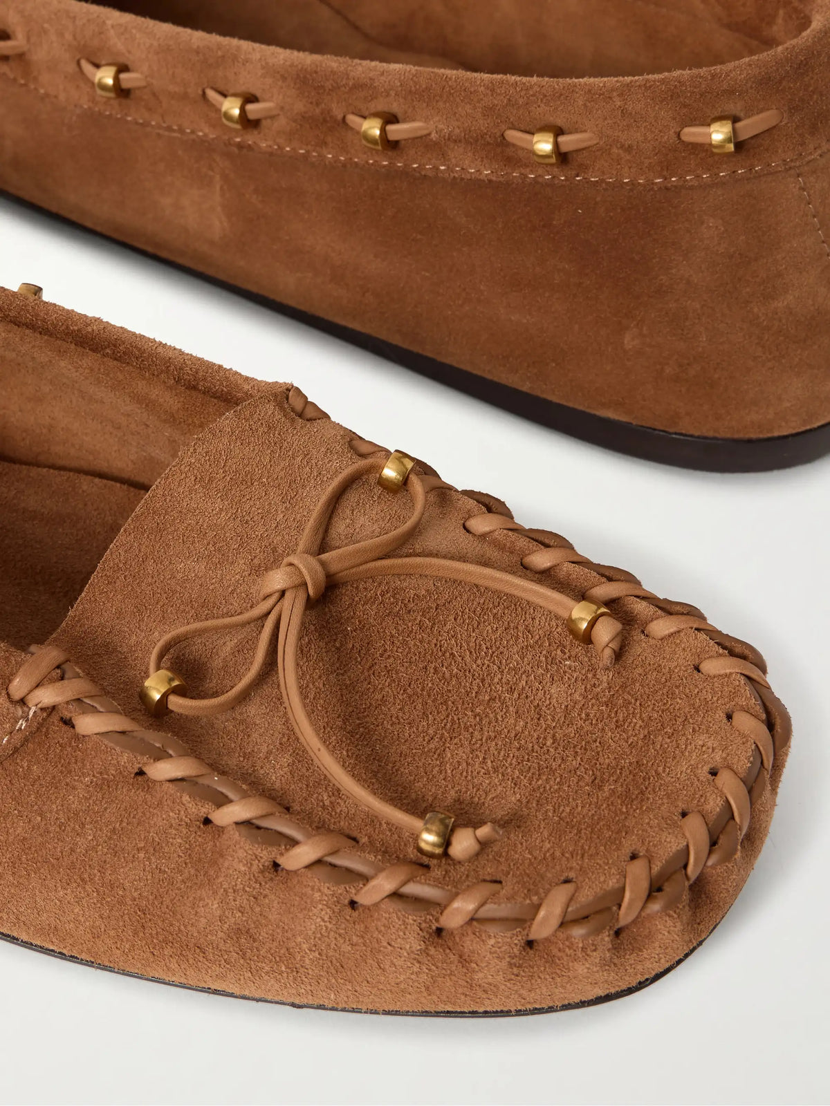 Milly Embellished Whipstitched Suede Loafers