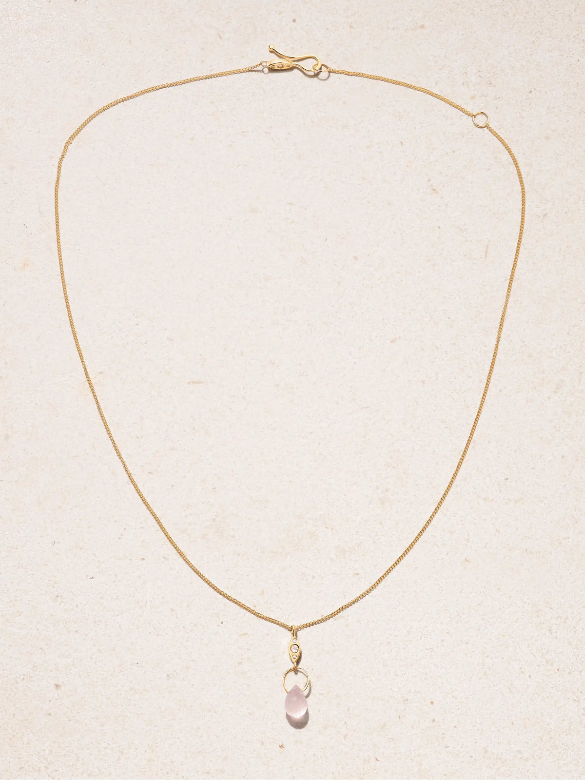 14-karat Recycled Gold, Rose Quartz And Diamond Necklace
