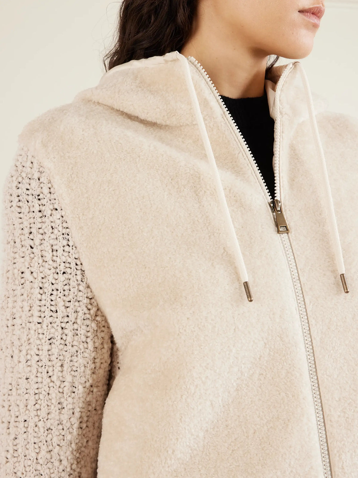 Hooded Fleece And Wool-blend Bouclé Cardigan
