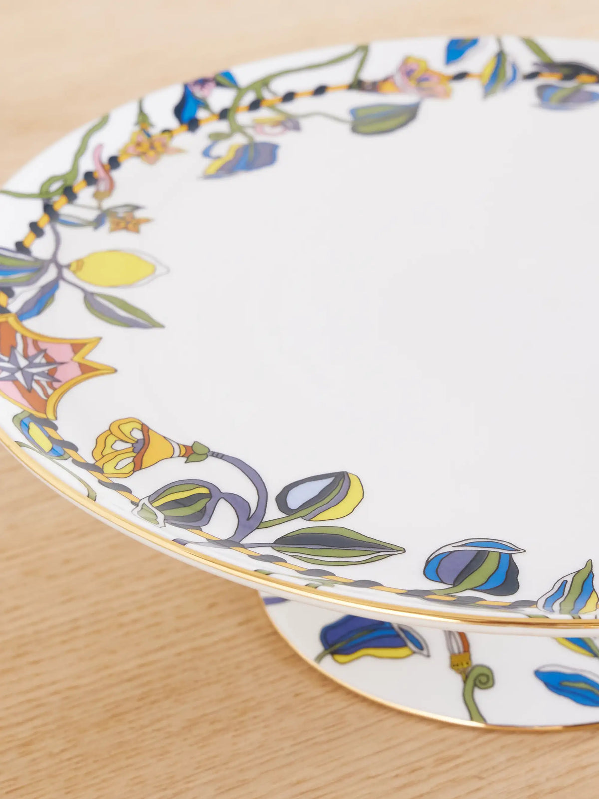 Gold-plated Painted Porcelain Cake Stand
