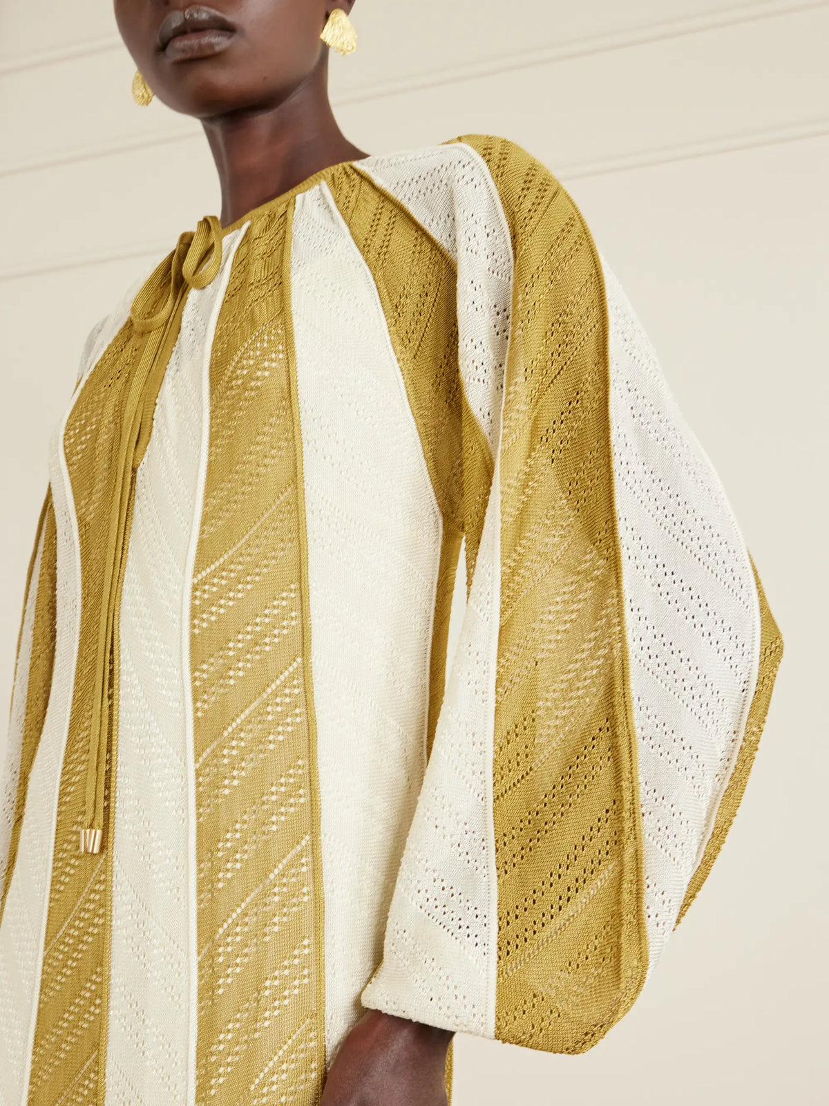 Zimmermann Mahon Splice Striped Mesh Midi Dress