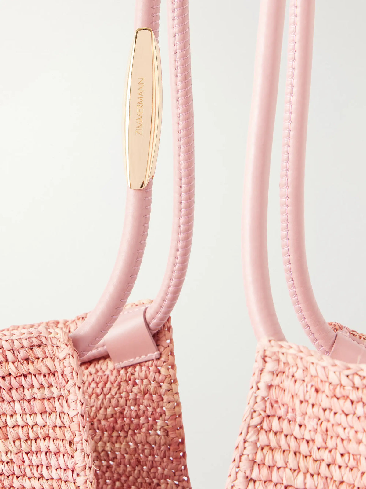 Zimmermann Goldentime Fringed Embellished Leather-trimmed Raffia Tote