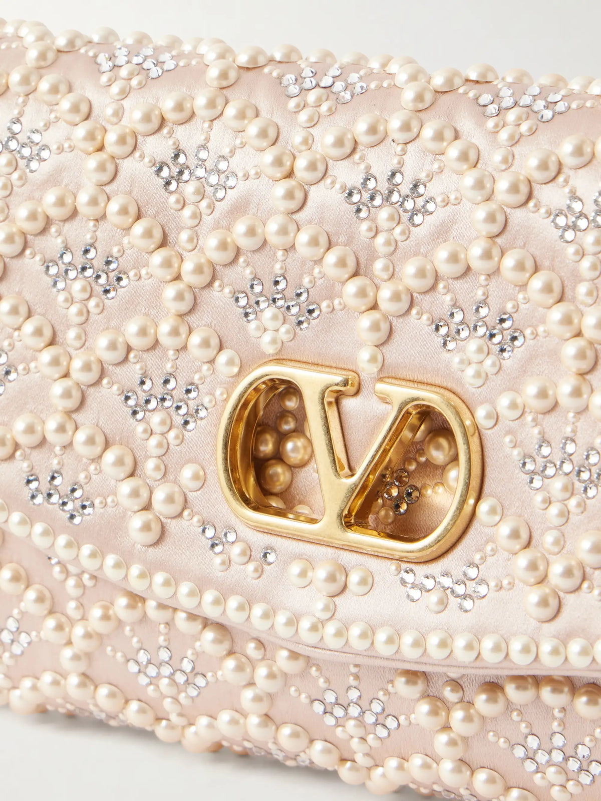 Devain Pearl And Crystal-embellished Satin Shoulder Bag