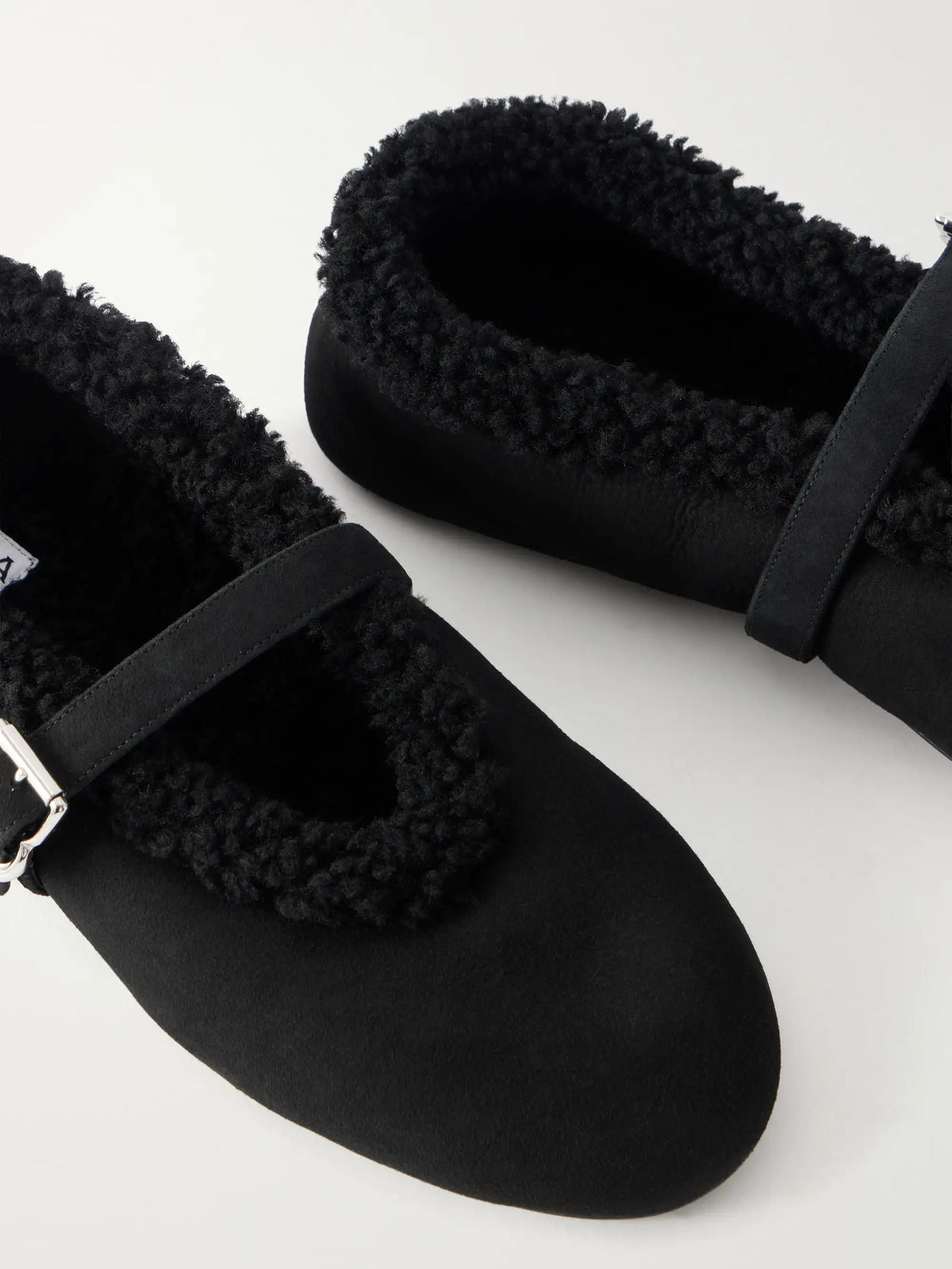 Alaïa La Ballerine Shearling-trimmed Suede Ballet Flats