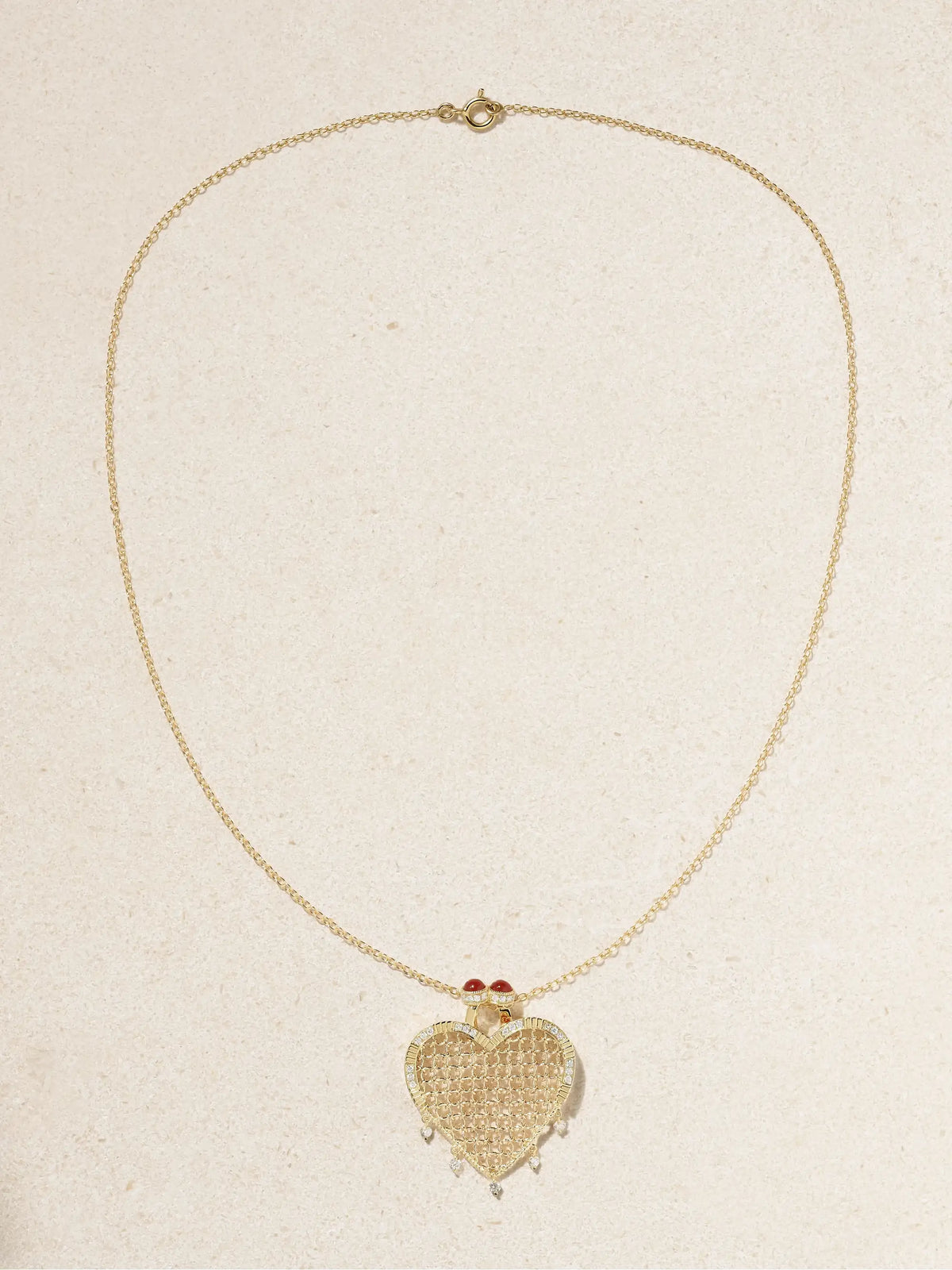 Minaudière Coeur 9- And 18-karat Gold, Agate And Diamond Necklace