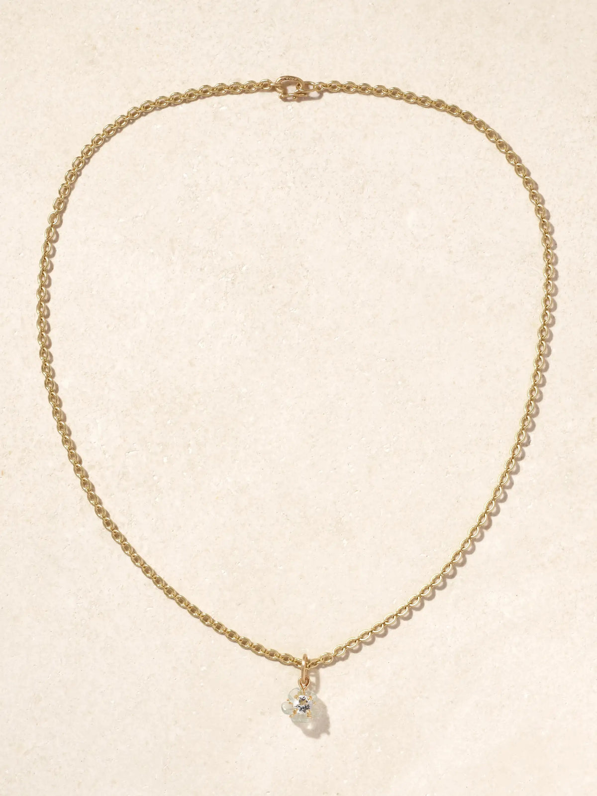 Tropical Flower 18-karat Gold Aquamarine Necklace