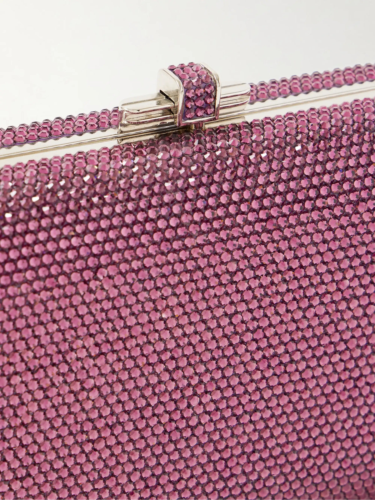 Long Slide Crystal-embellished Silver-tone Clutch