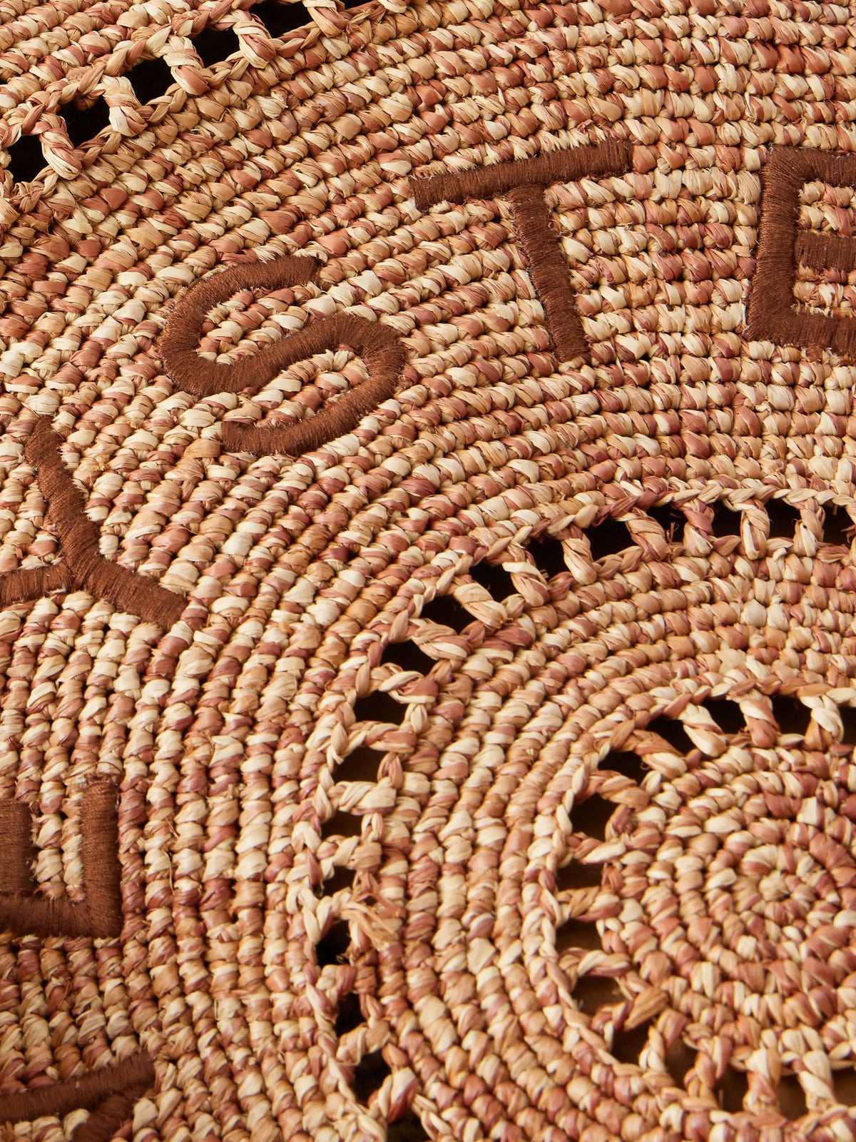 Logo-embroidered Raffia Tote Bag