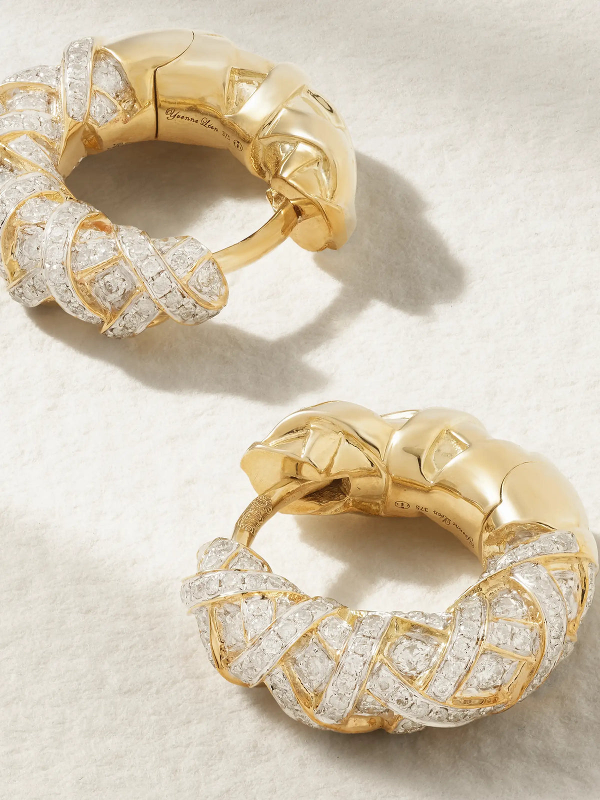 Ananas 9-karat Gold Diamond Hoop Earrings