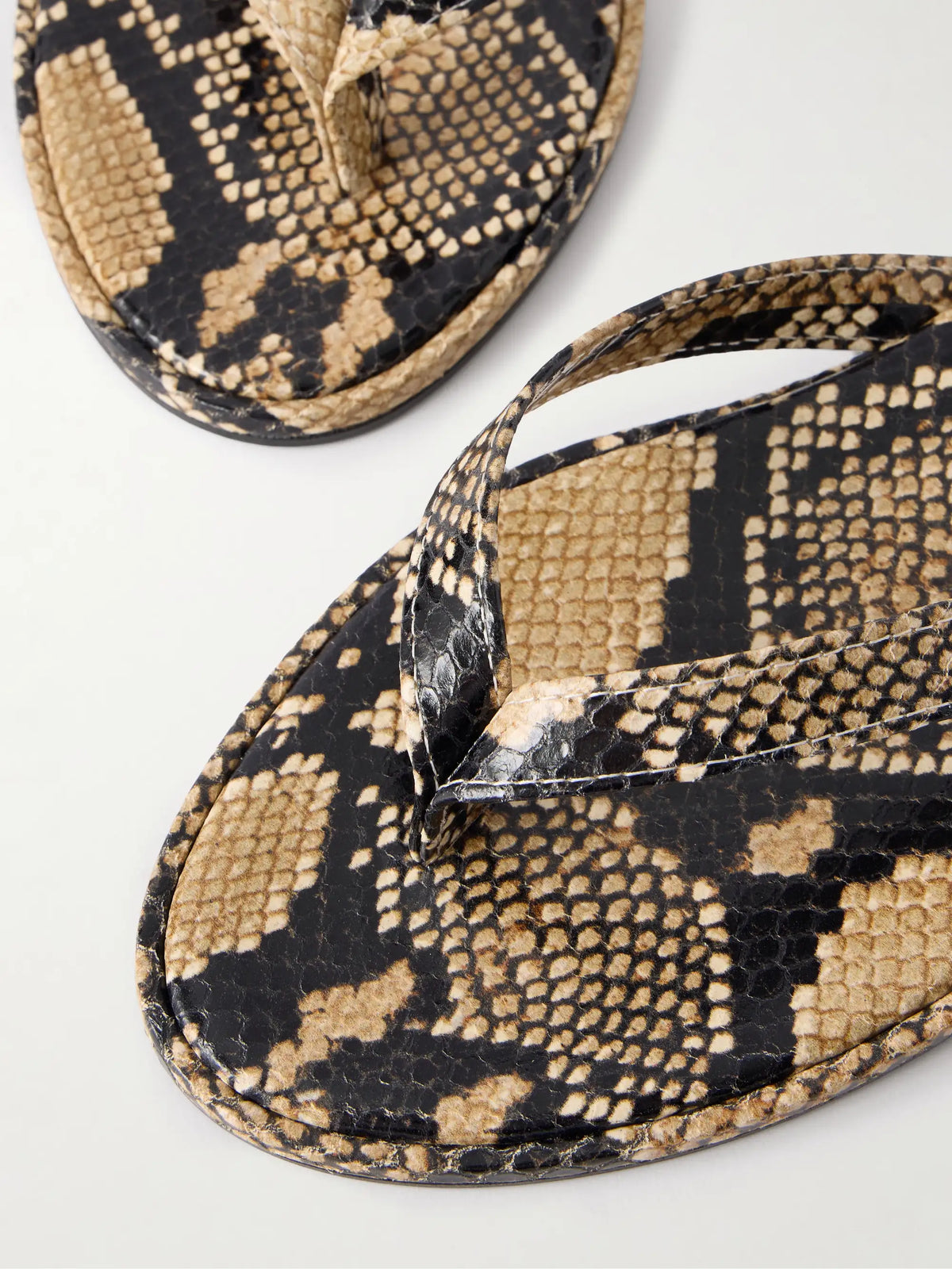Melody Snake-effect Leather Flip Flops