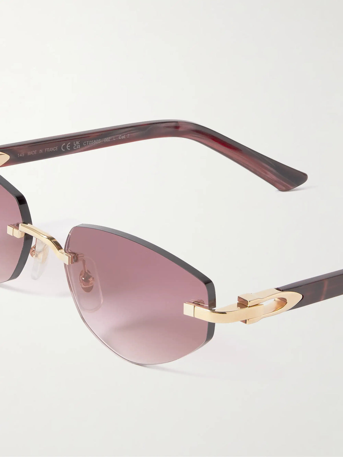 Signature C Décor Rimless Cat-eye Gold-tone And Acetate Sunglasses
