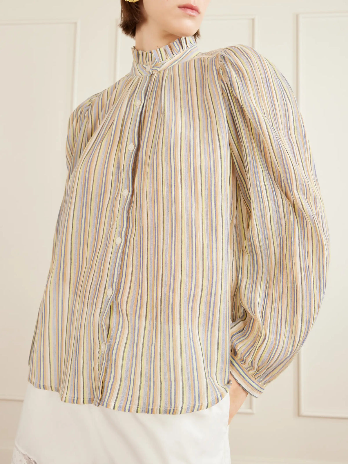 ALIX OF BOHEMIA Annabel Sandlilt Striped Cotton-voile Blouse