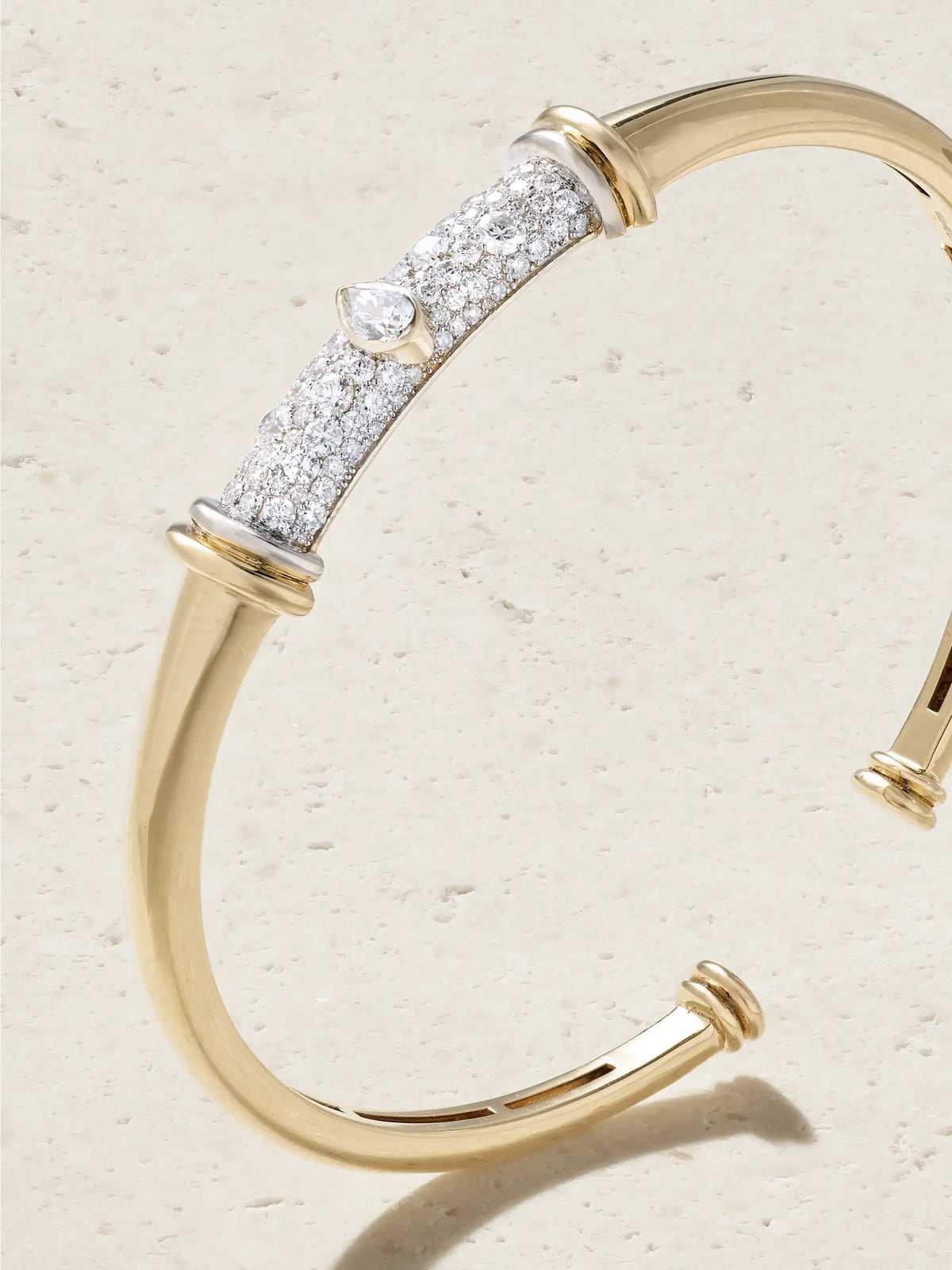 Warrior 18-karat White And Yellow Gold Diamond Bangle