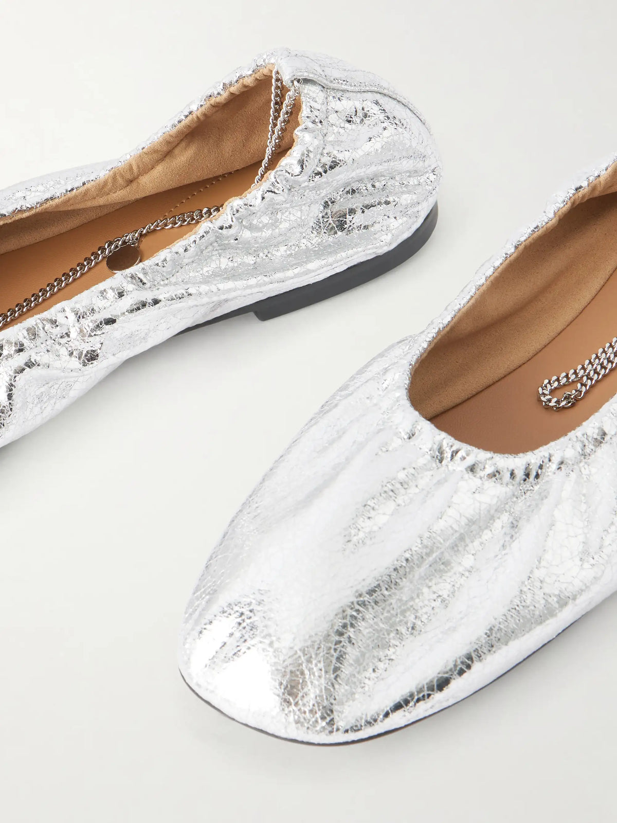 Embellished Crinkled Metallic Flats