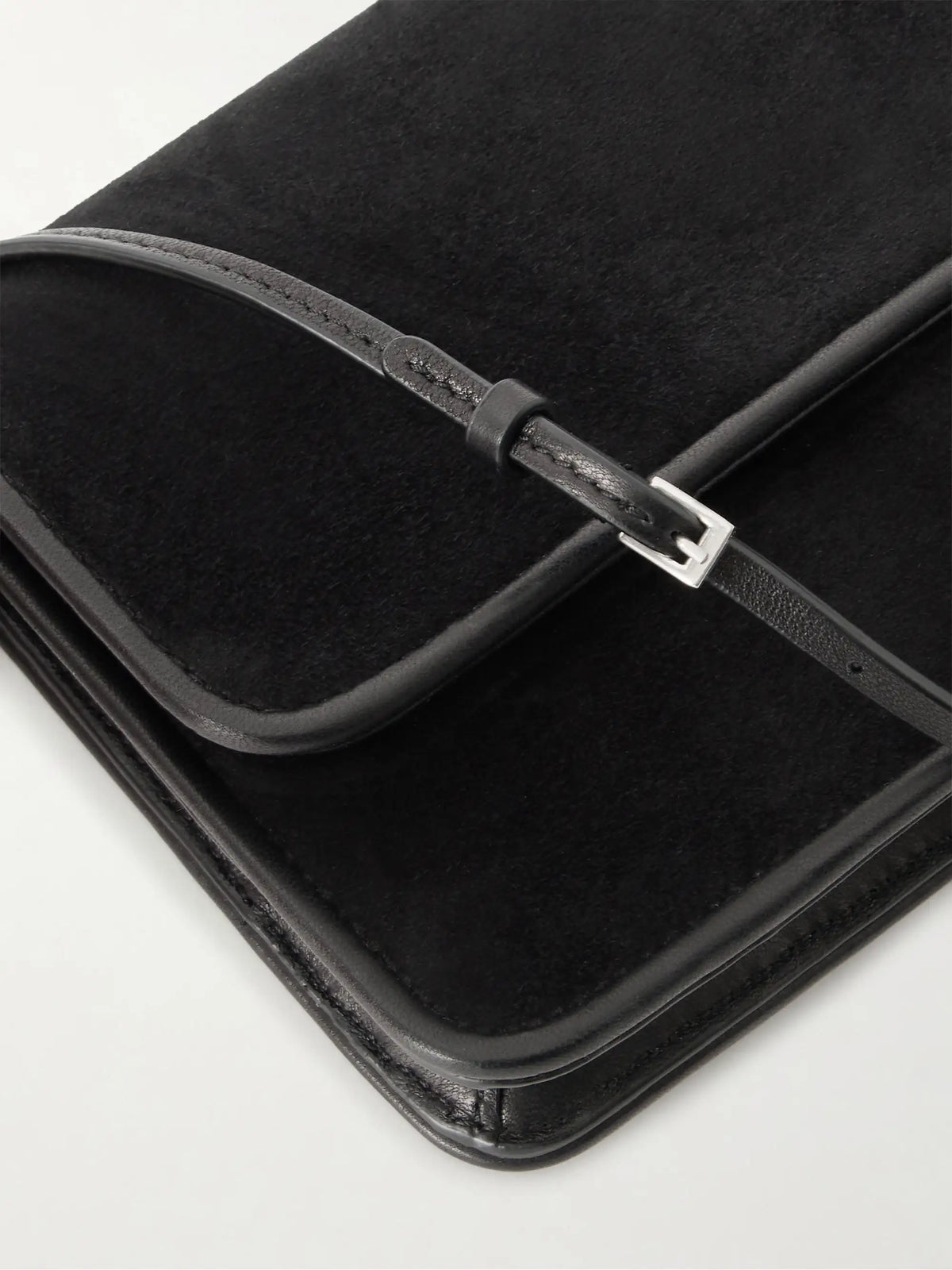 Nancy Leather-trimmed Suede Shoulder Bag