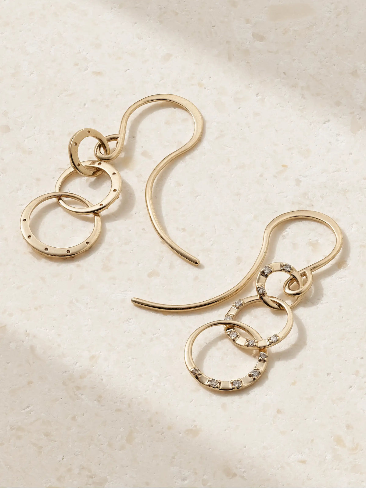 Triple Link 14-karat Recycled Gold Diamond Earrings