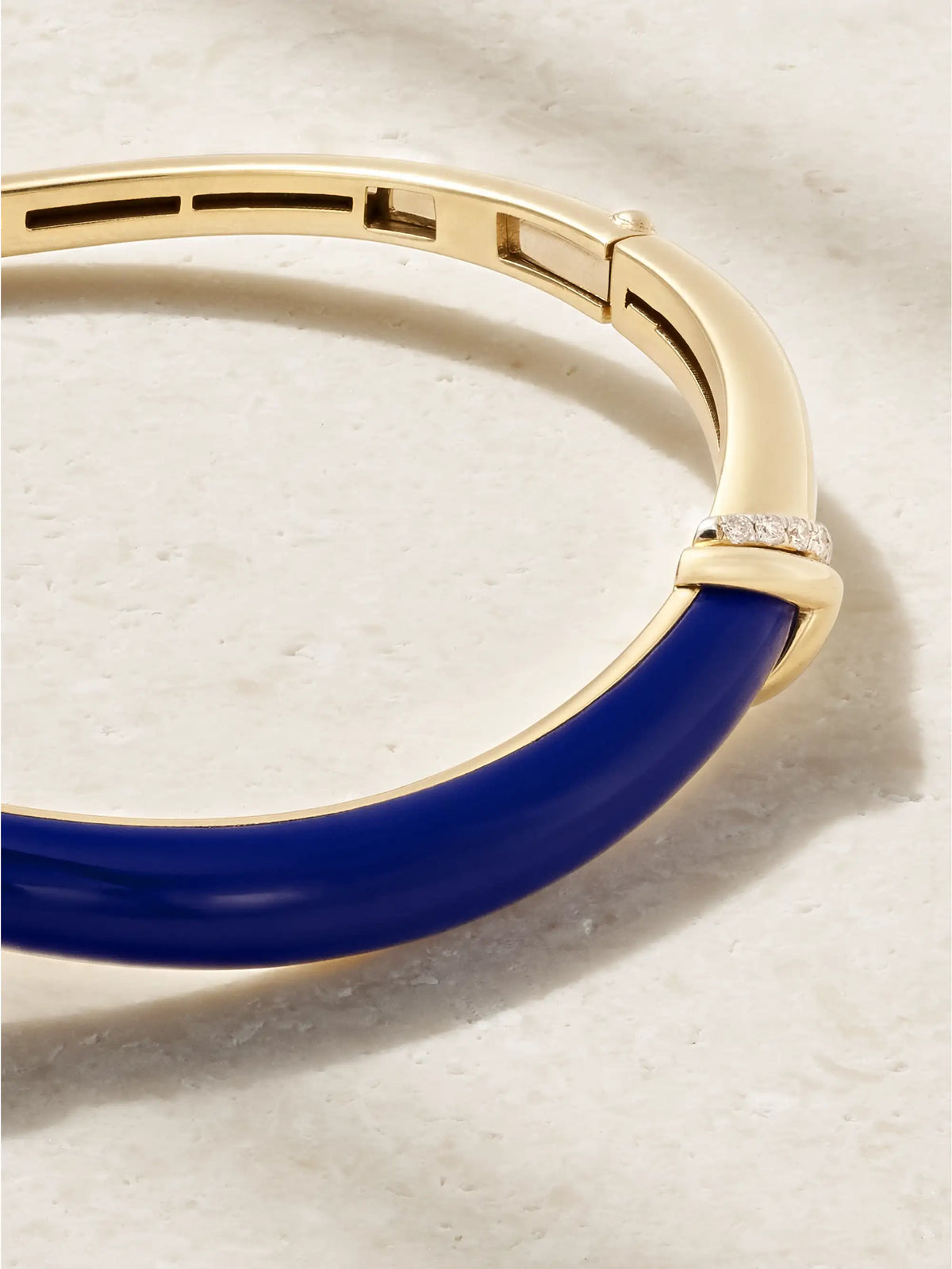 Stackable 18-karat Black Gold, Lapis Lazuli And Diamond Bangle