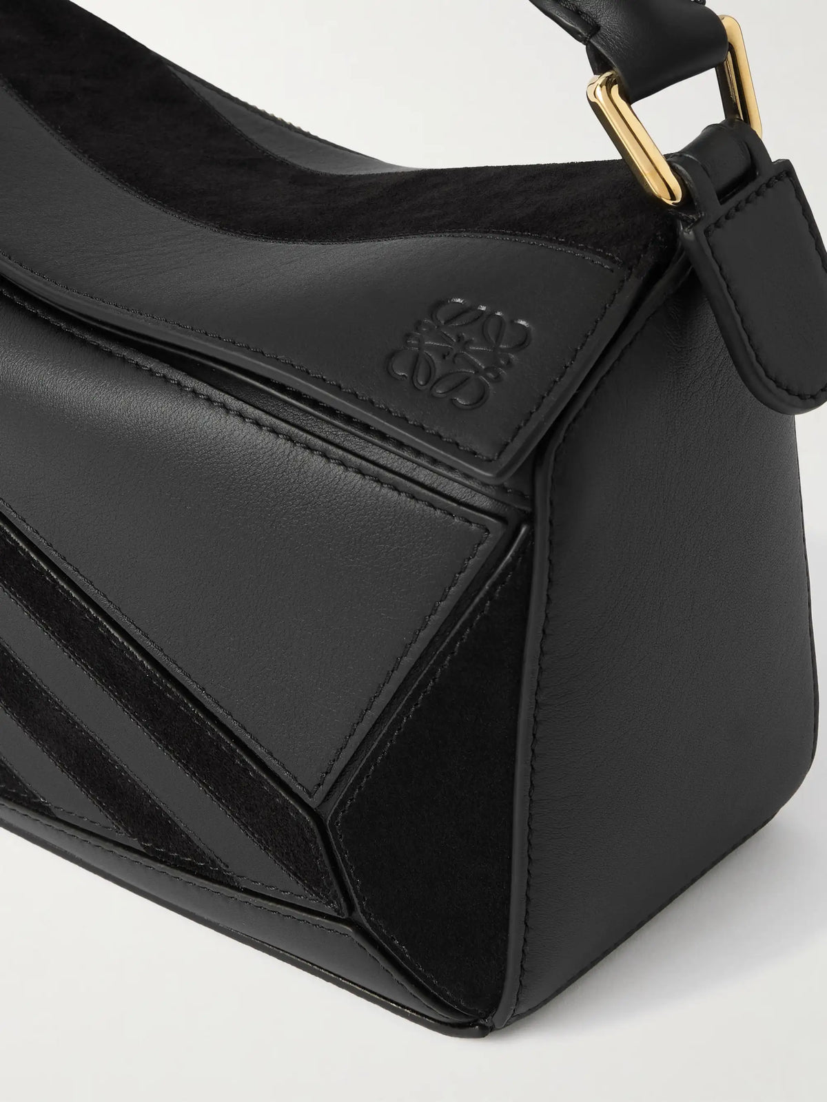Puzzle Small Suede-trimmed Leather Shoulder Bag
