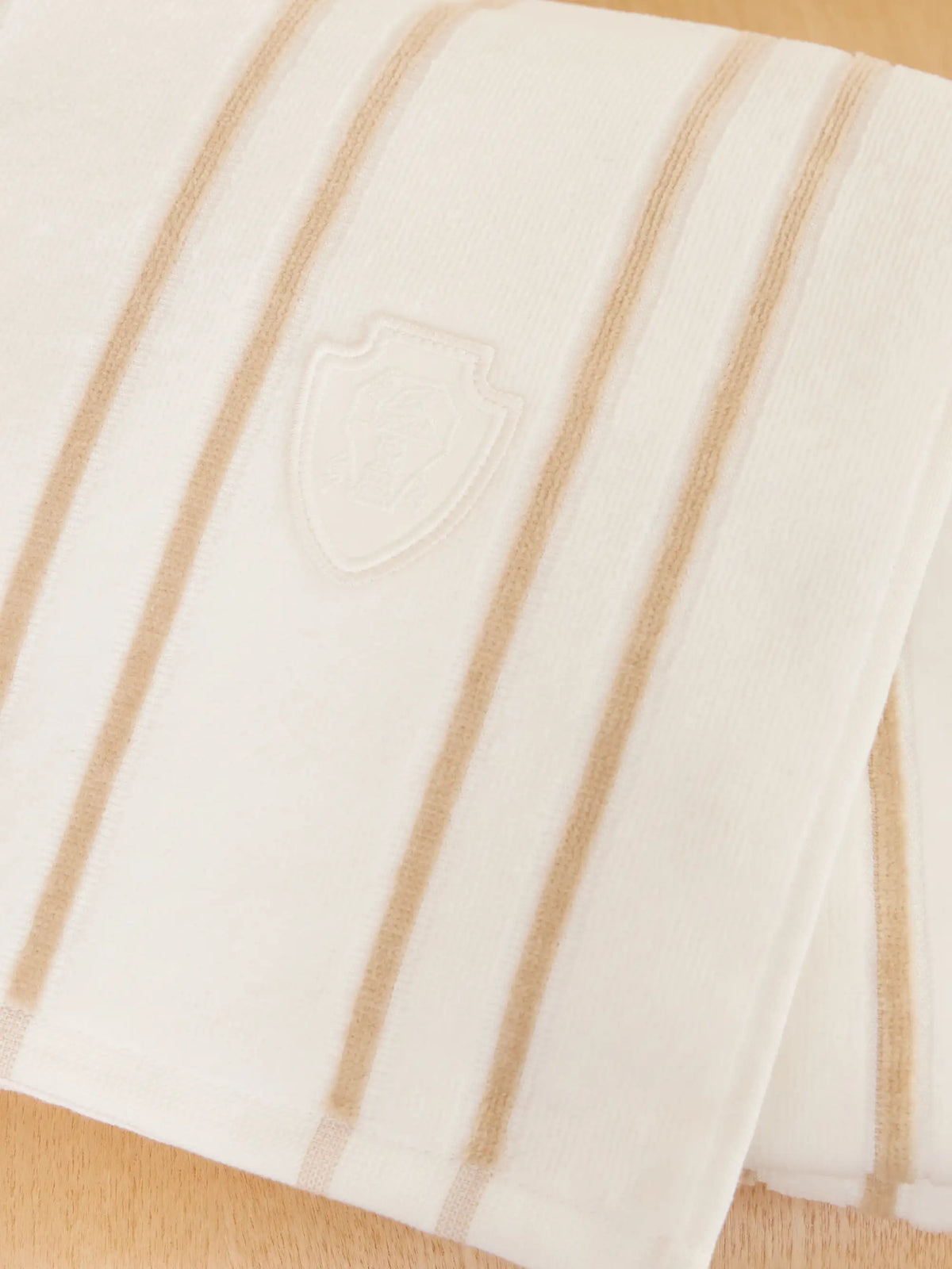 Embroidered Striped Cotton-terry Beach Towel