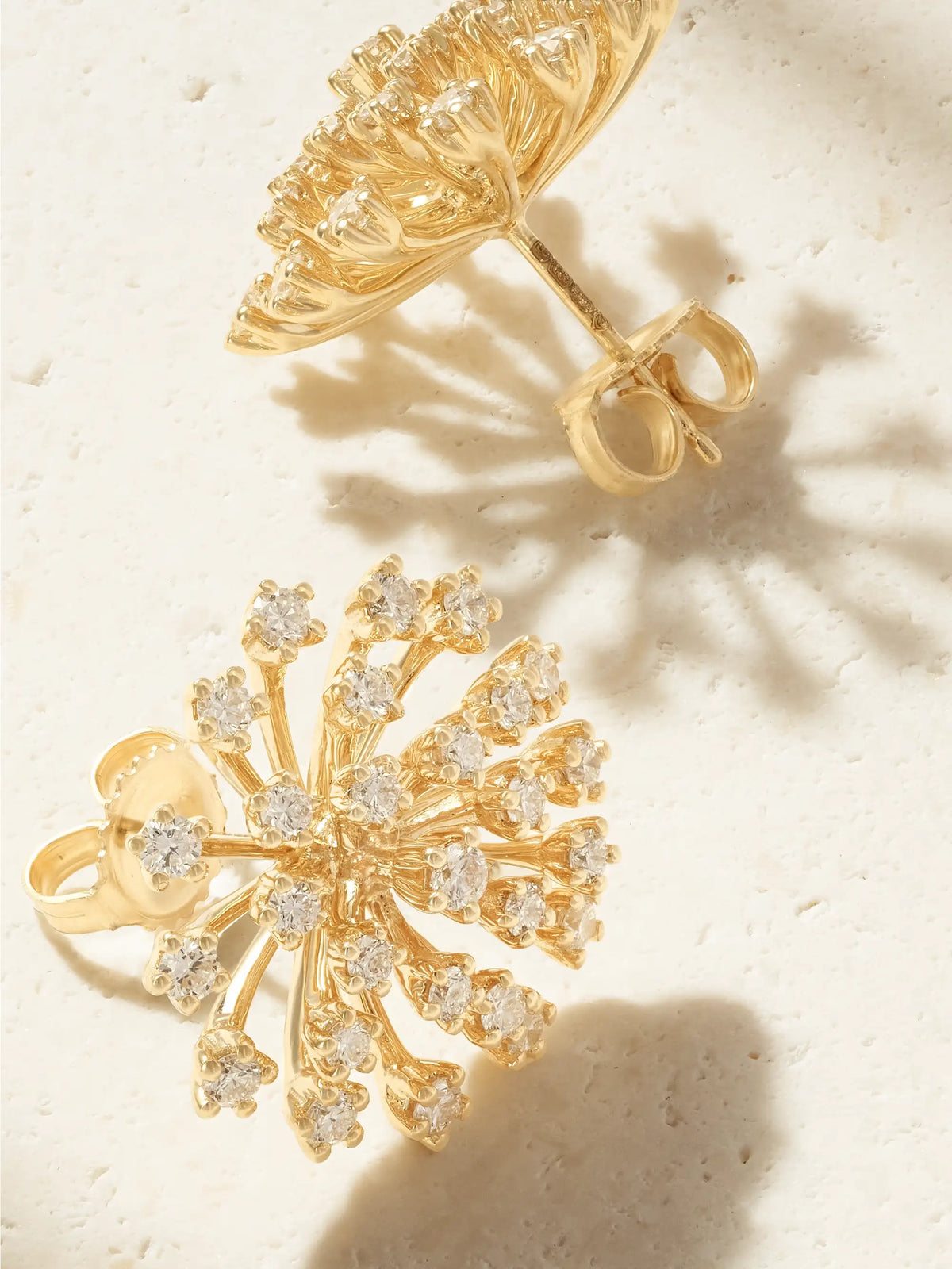 Burst Flower 14-karat Gold Diamond Earrings