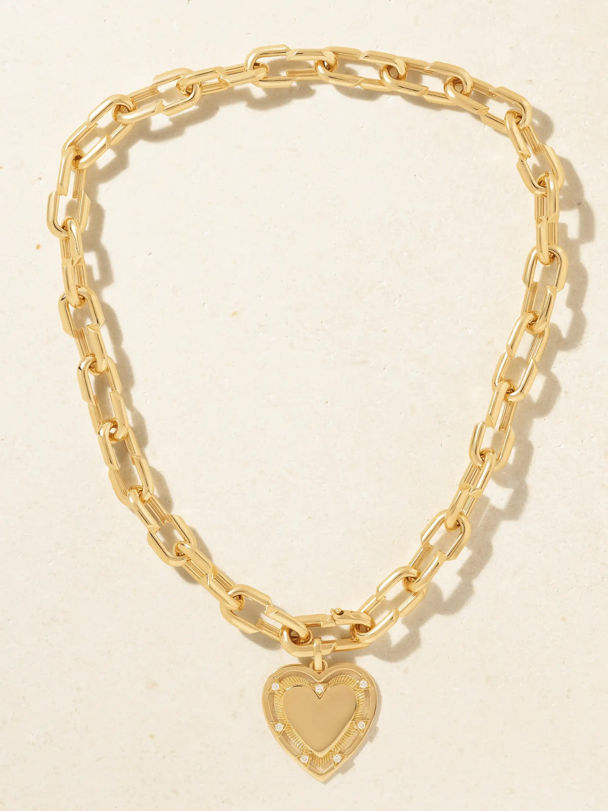 Heart Token Love Medium 18-karat Gold Diamond Necklace