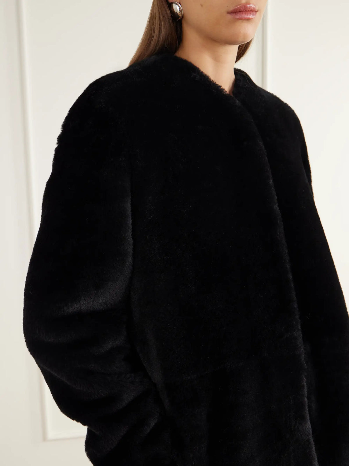 TOTEME Collarless Shearling Coat