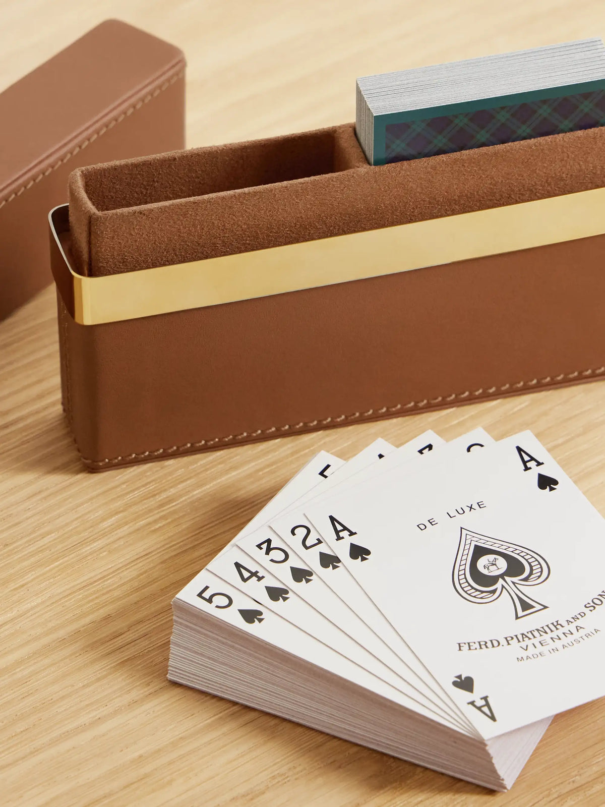 Westover Leather And Gold-tone Playing Cards Set