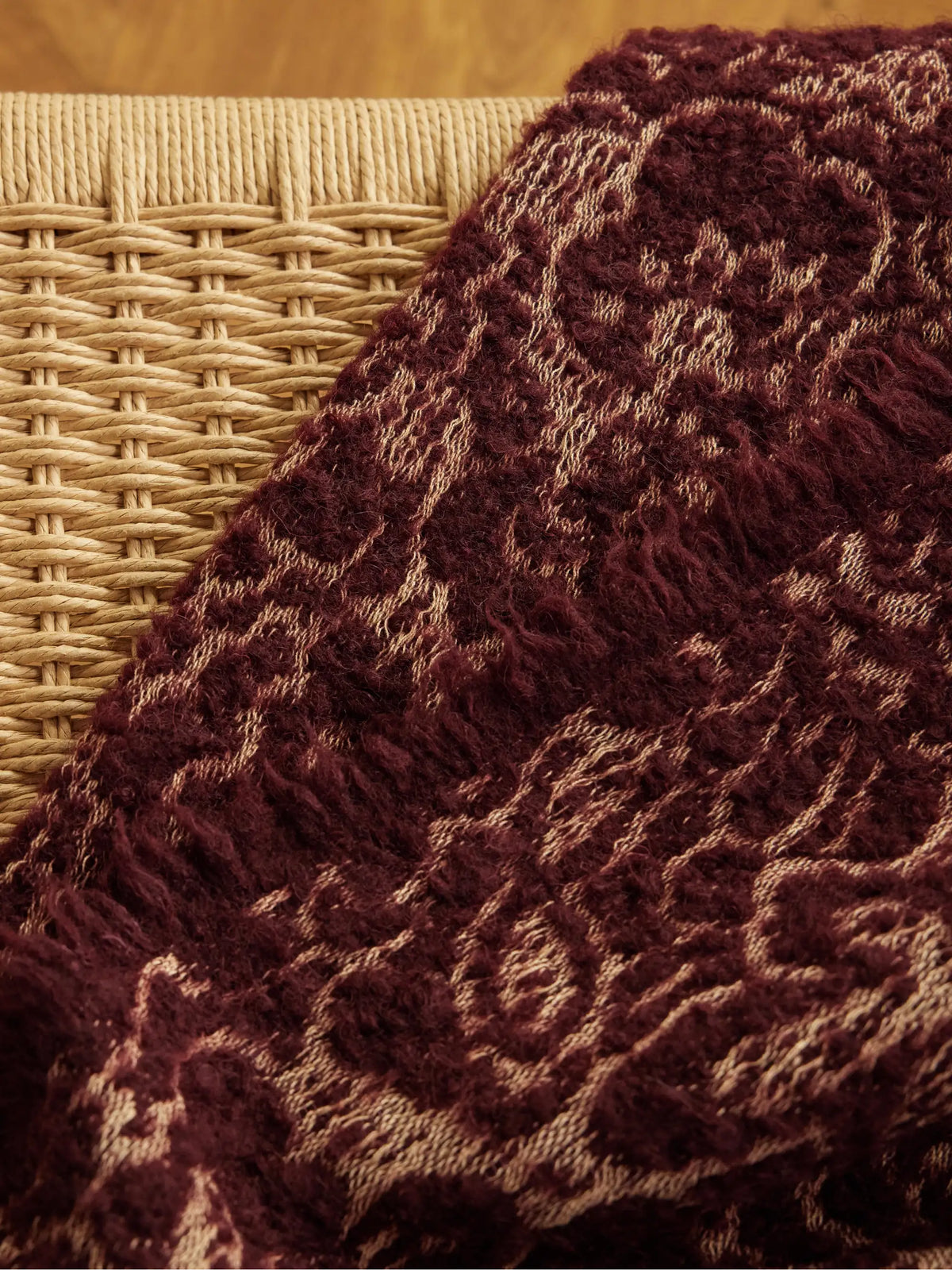The House of Lyria Malghe Fringed Floral-jacquard Wool-blend Throw