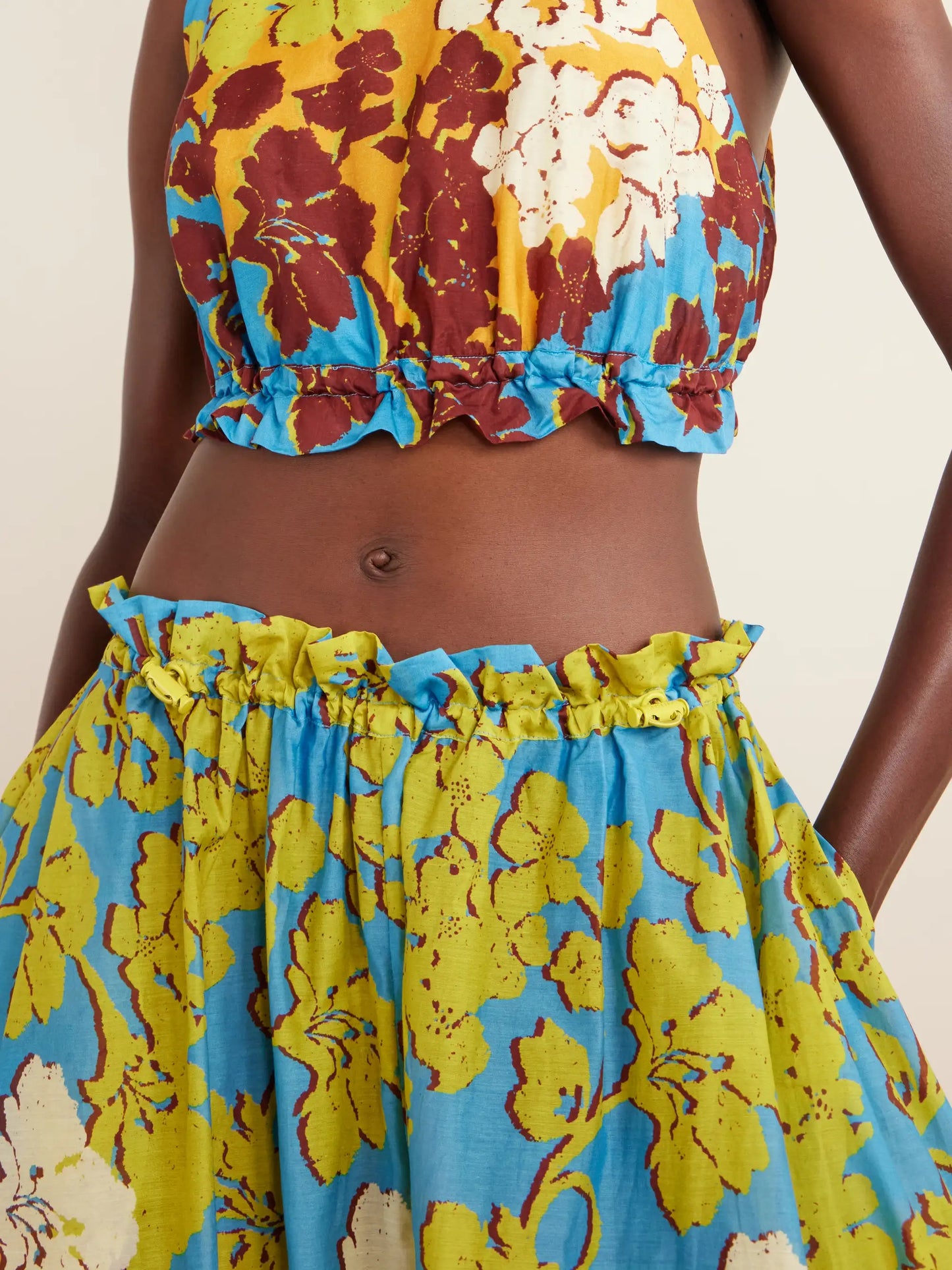 Splice Floral-print Cotton And Silk-blend Midi Skirt