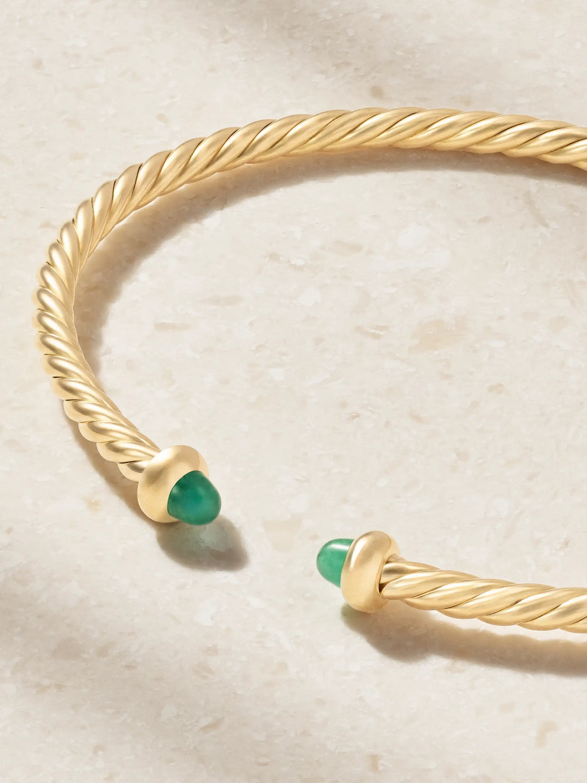David Yurman Micro Cablespira Flex 18-karat Gold Emerald Bangle