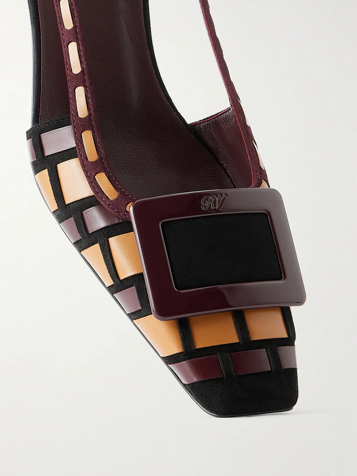 Roger Belle Vivier 45 Woven Leather Slingback Pumps