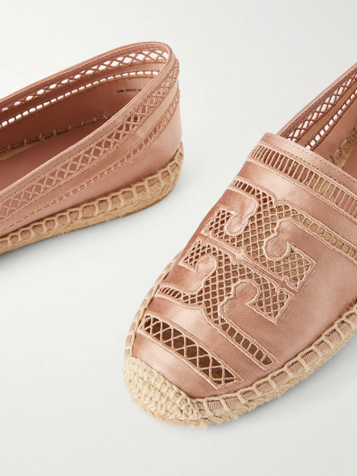 Open Weave Embroidered Satin Espadrilles