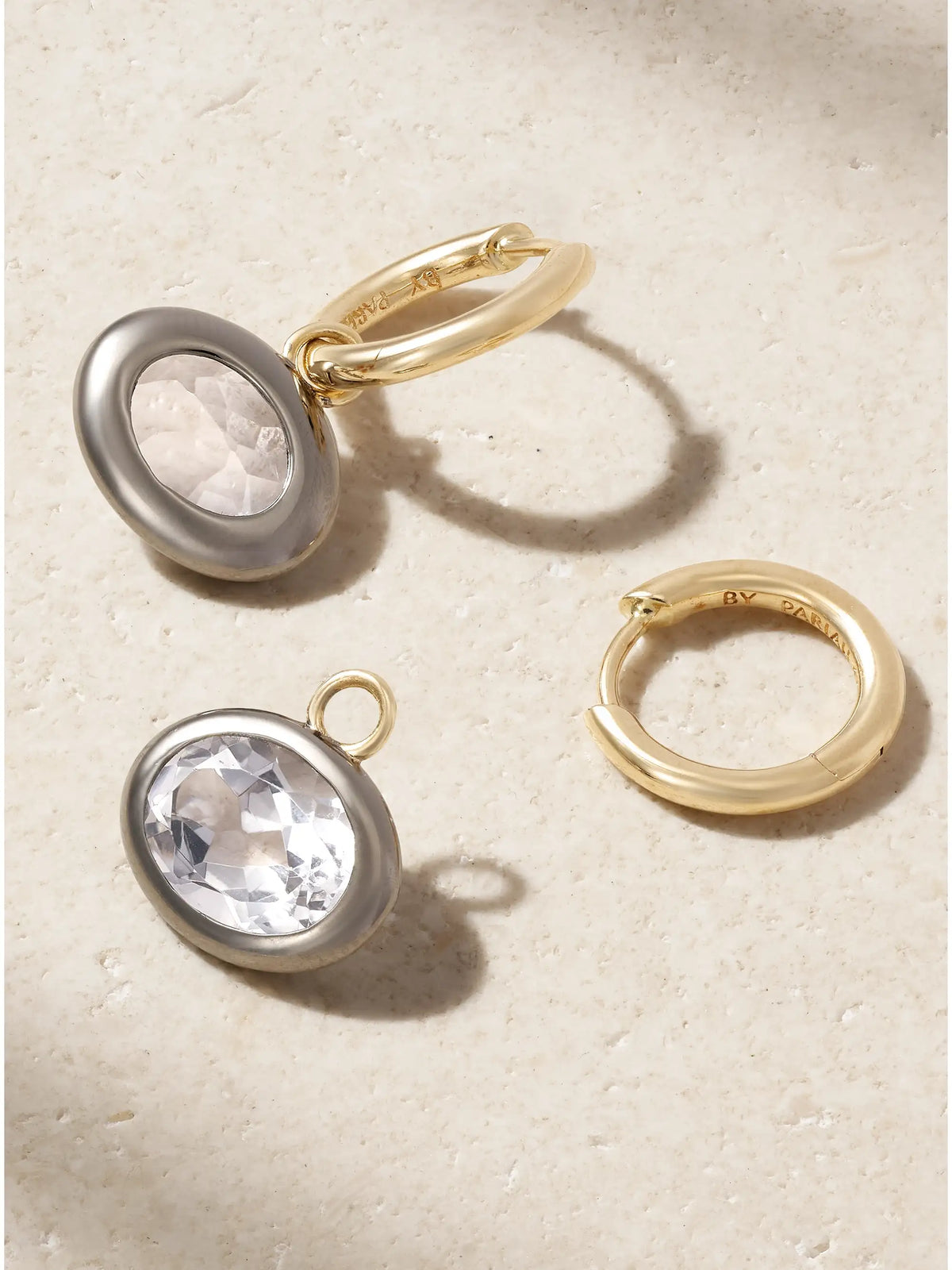 Xl Orbit 14-karat Recycled Gold, Rhodium And Topaz Hoop Earrings