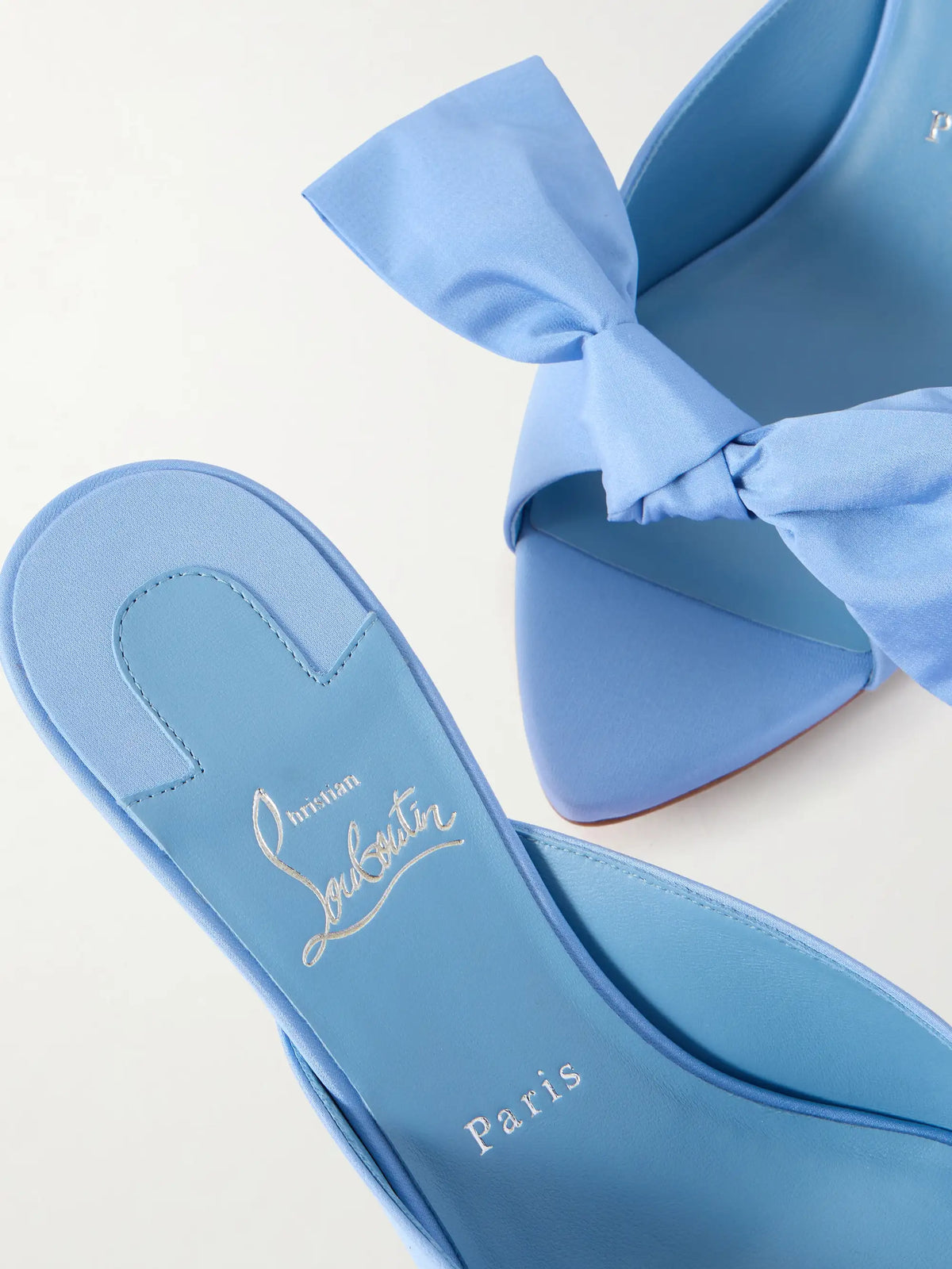 Mulazee Bow-embellished Crepe De Chine Mules