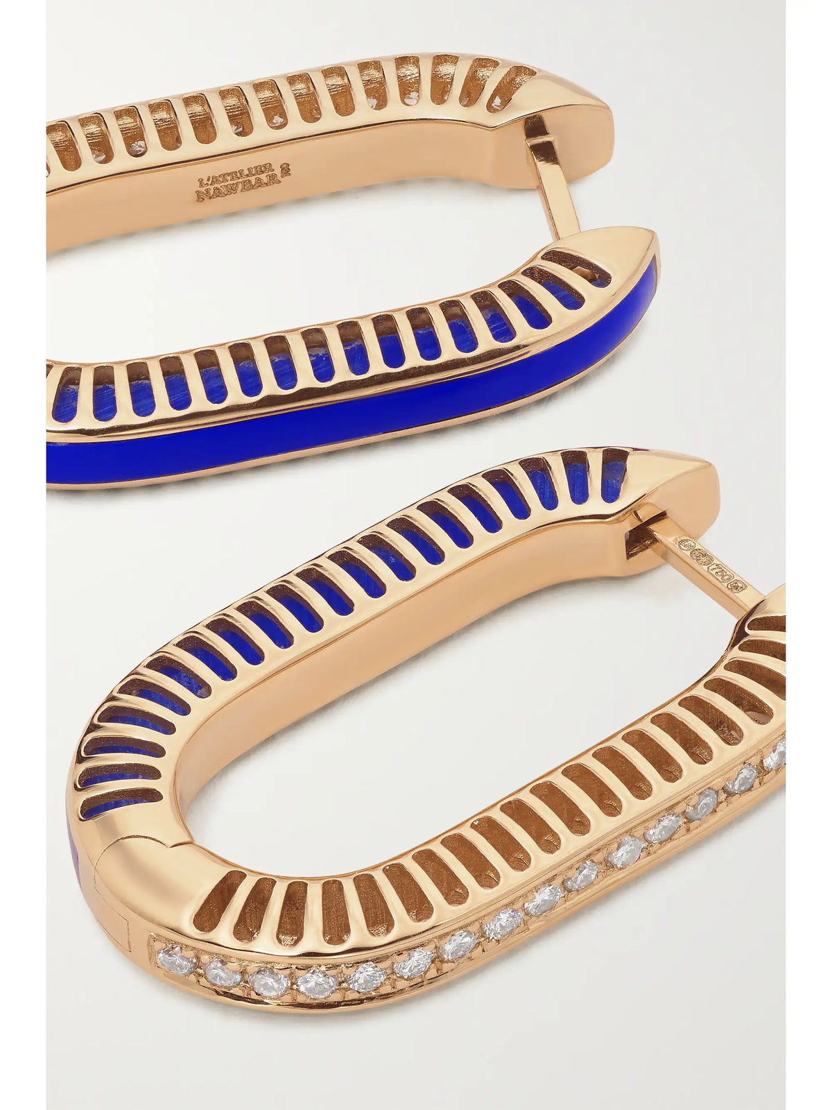 Lock Ray Large 18-karat Gold, Lapis Lazuli And Diamond Earrings