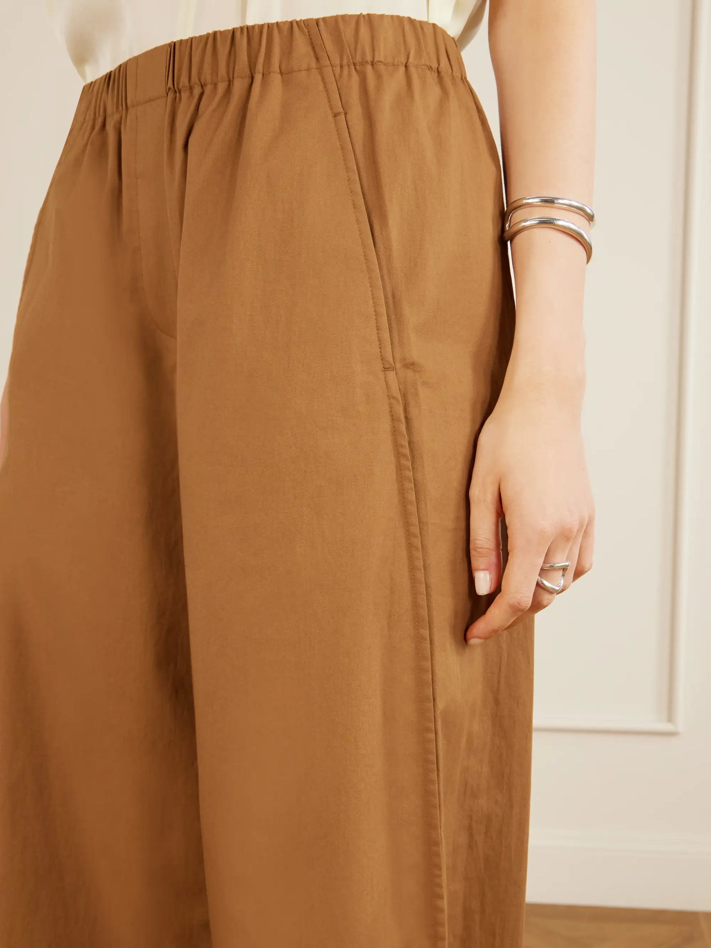 Cotton-poplin Wide-leg Pants
