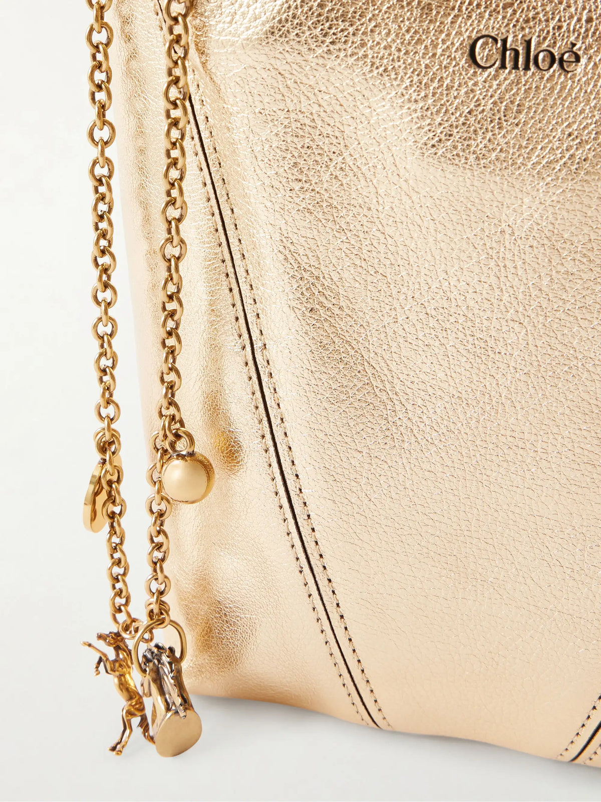 Spin Small Embellished Paneled Textured-leather Tote