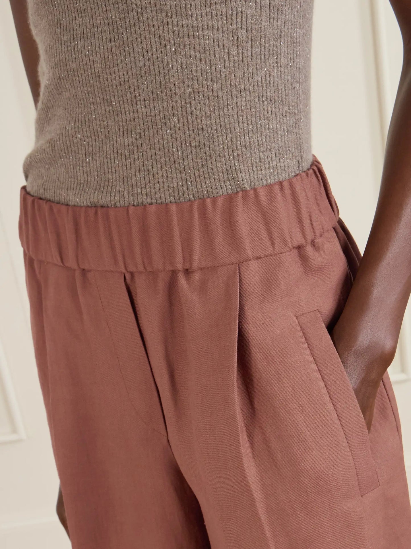 Pleated Twill Straight-leg Shorts